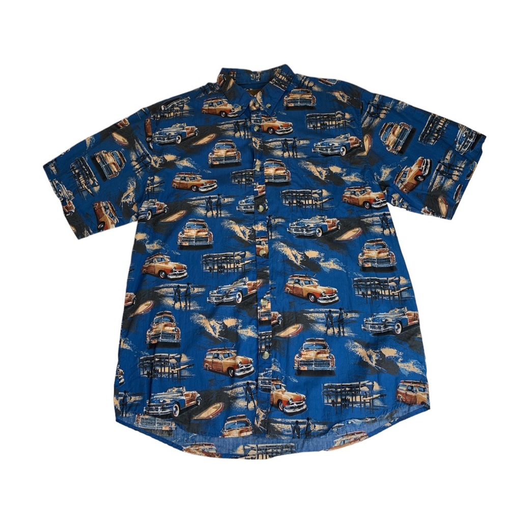 Clearwater Outfitters Men's Vintage Woody Surf Wagon Button Up Hawaiian Shirt